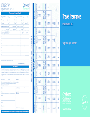 Long Stay Travel Insurance Application Form 2015-16