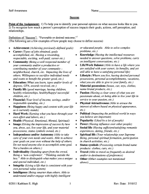 Self Awareness Success Form