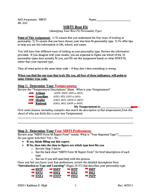 MBTI Best-Fit Personality Type Assignment