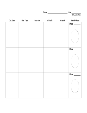 Astronomy Observation Form