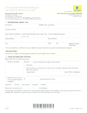 Income Rider Withdrawal Request Form
