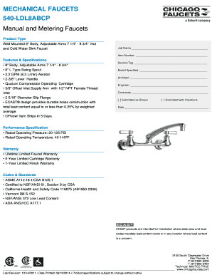 MECHANICAL FAUCETS b540b-LDL8ABCP Manual and Metering bb