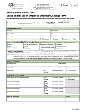 Dental and Vision Employee Enrollment Form