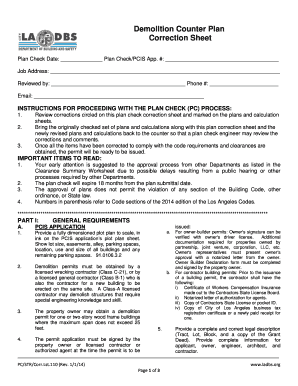 Los Angeles Demolition Plan Check Correction Sheet