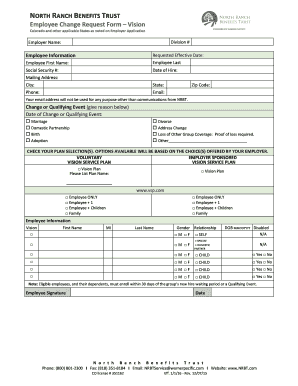 Employee Change Request Form – Vision