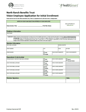 Vision Employee Application for Initial Enrollment