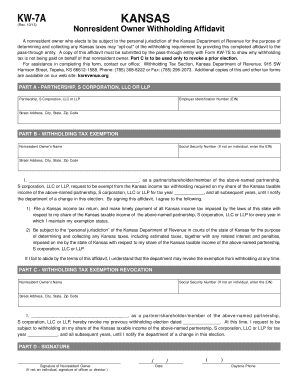 Kansas Nonresident Owner Withholding Affidavit