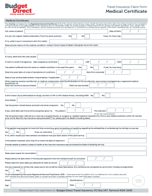 Travel Insurance Medical Claim Form