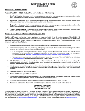 Tennessee Qualifying Agent Change Form