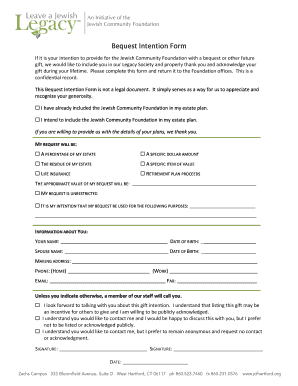 Bequest Intention Form