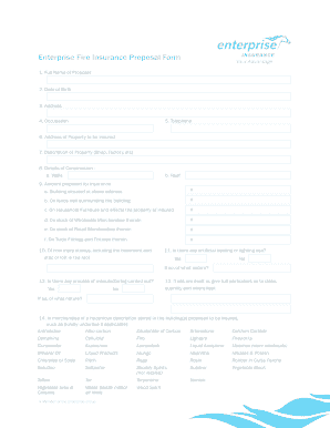 Enterprise Fire Insurance Proposal Form