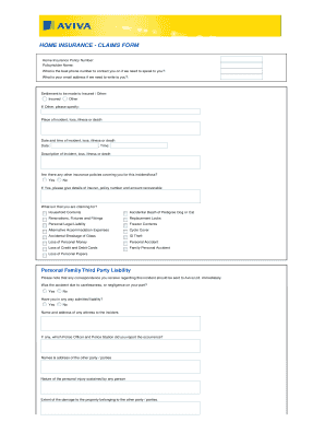 Home Insurance Claims Form