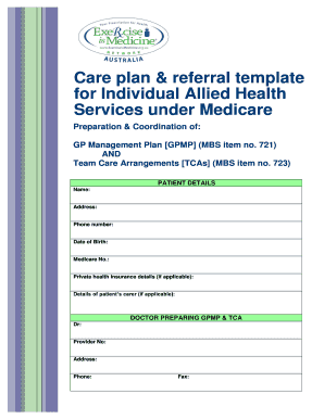 Medicare GP Management Plan Template