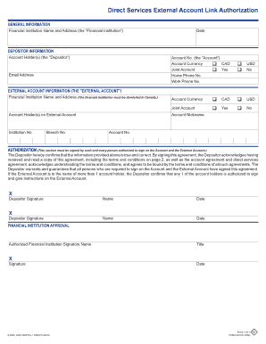 Direct Services External Account Link Authorization