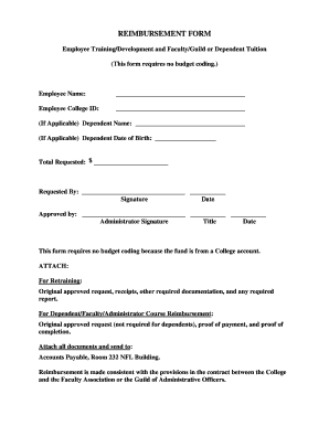 Employee Training Reimbursement Form
