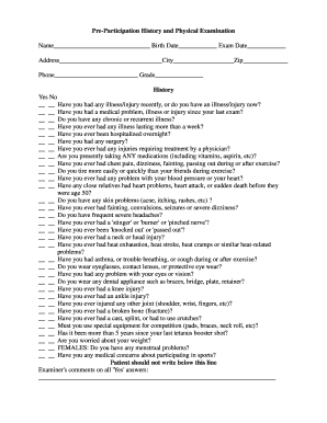 Pre-Participation History and Physical Examination