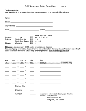 Online shirt order form - SJW Jersey and T-shirt Order Form v1 18 16 - sjwheelmen