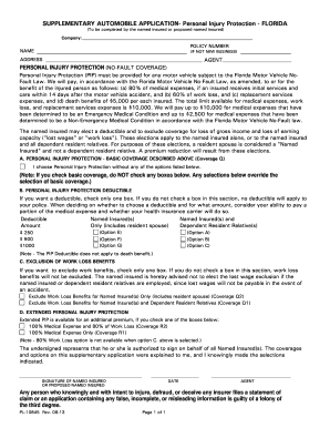 Florida Personal Injury Protection Application