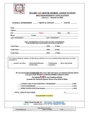 Idaho Quarter Horse Association Membership Application