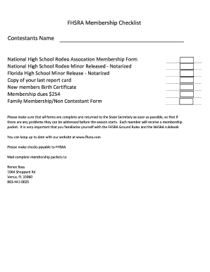 Florida High School Rodeo Association Membership Application