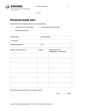 Personal Study Plan