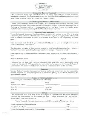 Medical Consent and Financial Agreement
