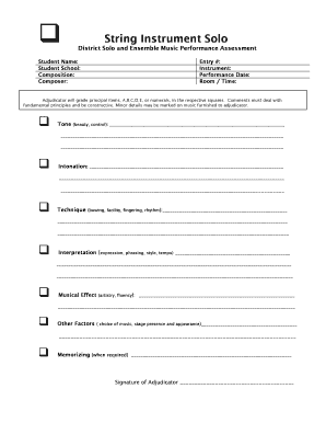 District Solo Music Performance Assessment Form