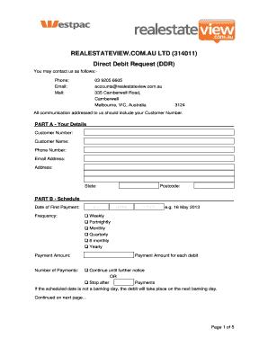 Australian Direct Debit Request Form