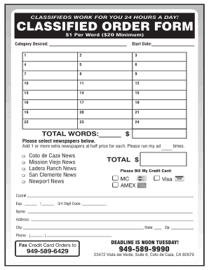 Classified Order Form