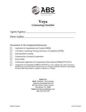 Voya Contracting Checklist