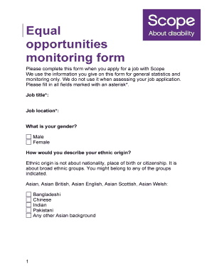 Equal Opportunities Monitoring Form