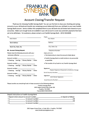 Account Closing/Transfer Request Form