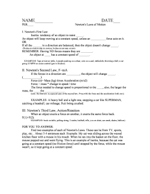 Newton's Laws of Motion Worksheet