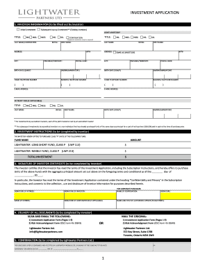 Investment Application Form
