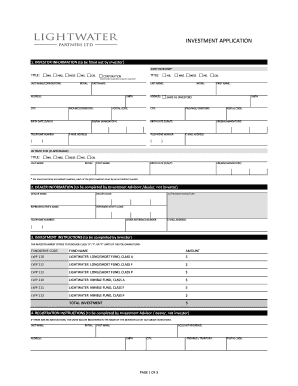 Investment Application Form