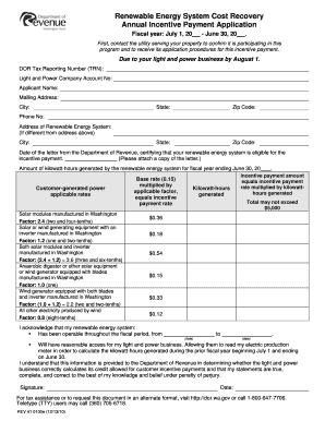 Washington Renewable Energy Incentive Application