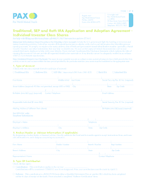 Traditional and Roth IRA Application and Adoption Agreement