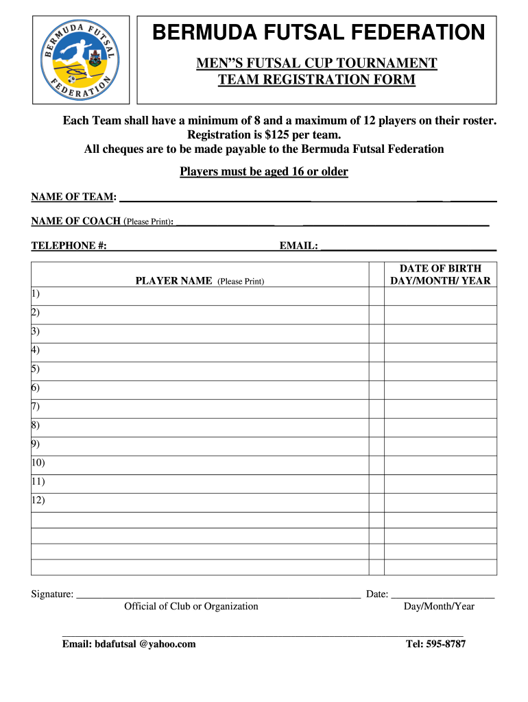 football tournament form pdf Preview on Page 1