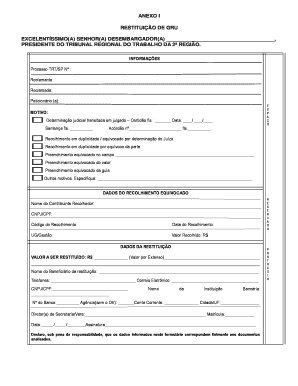 Solicitação de Restituição de GRU