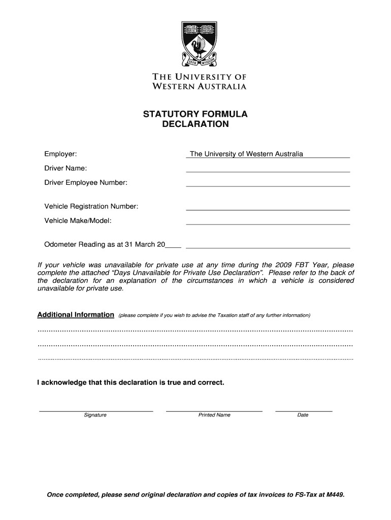 Fillable Online finserv uwa edu STATUTORY FORMULA DECLARATION ...