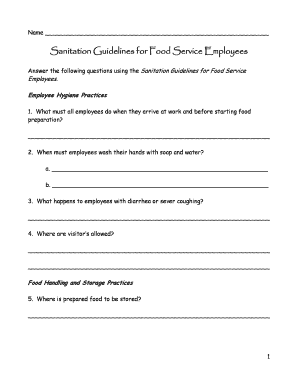 Food Service Employee Sanitation Guidelines