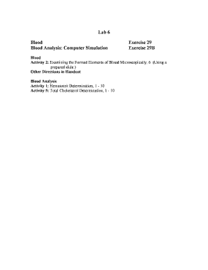 Blood Analysis Lab Form