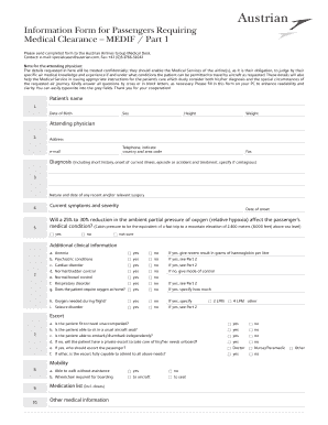 Austrian Airlines Medical Clearance Form