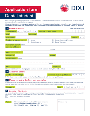 Dental Student Membership Application Form
