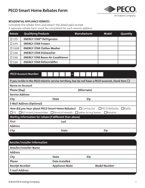 PECO Smart Home Rebates Form
