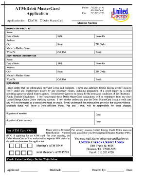 ATM Debit MasterCard Application
