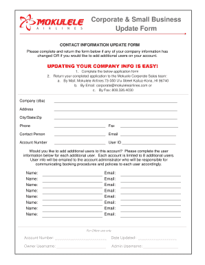 Corporate Contact Information Update Form