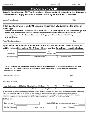 Bowater CU Visa CheckCard Application