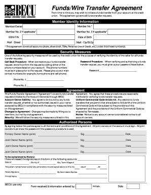 Funds Transfer Agreement