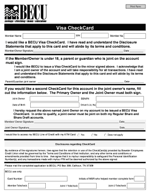 BECU Visa CheckCard Application